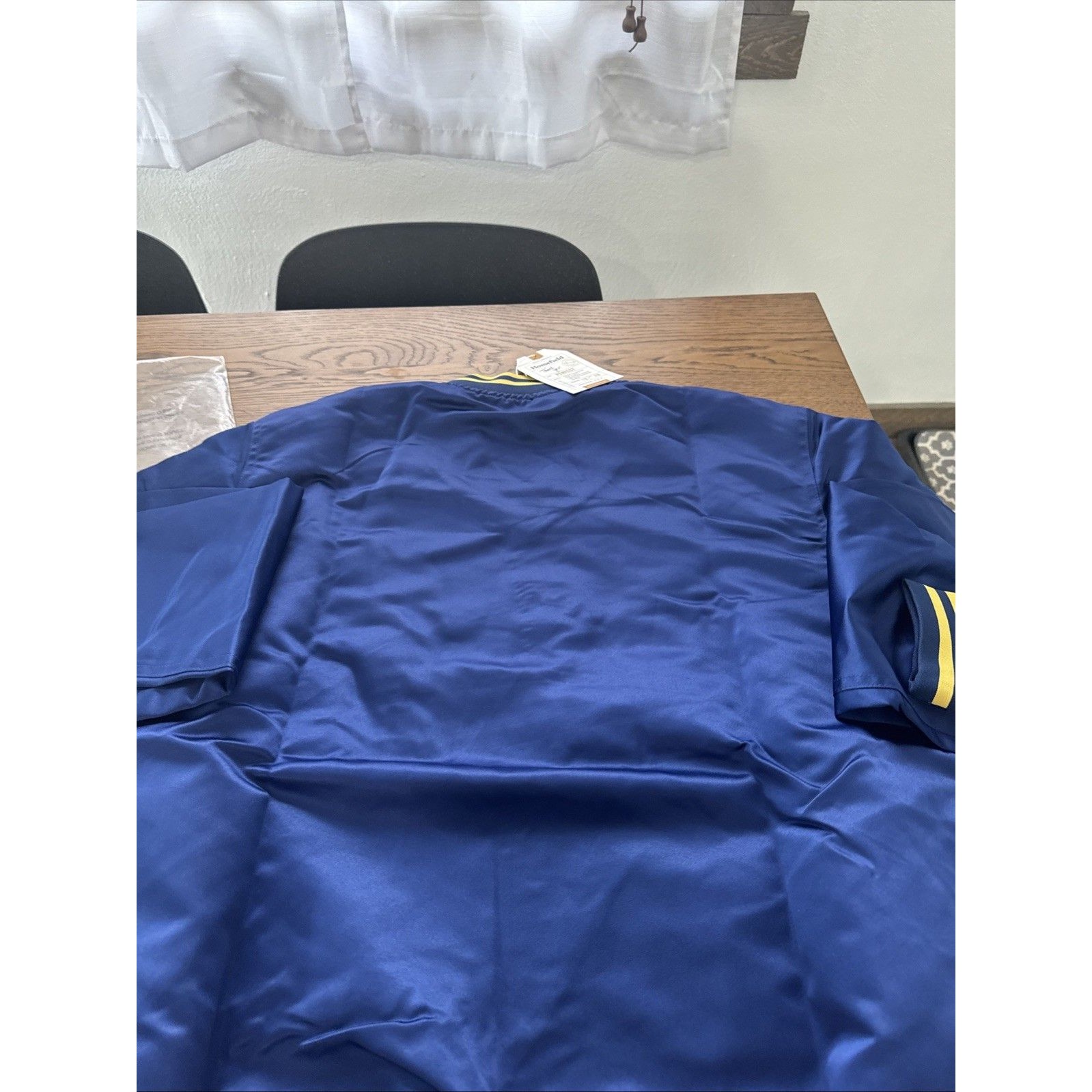Modelo Cerveza Bomber Pullover Jacket Size L Navy Blue Gold Nwt Homefield Campus — image 7 of 8